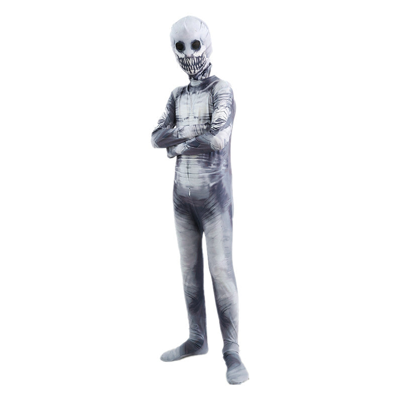 Halloween Ghost Skin Costume, Shadow Demon Bodysuit Costume for Kids Dress Up Party Grim Reaper Costume Scary Skeleton Tights