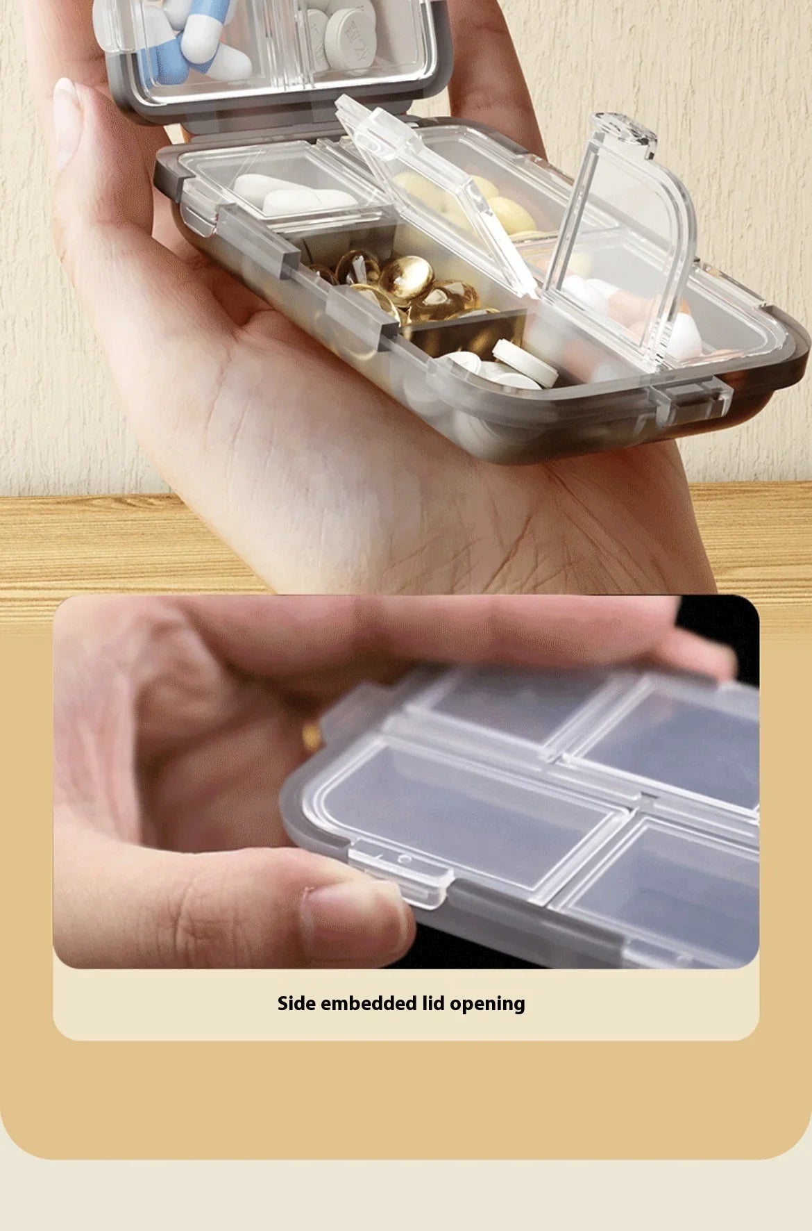 Travel Pill Organizer Moisture Proof Pills Box for Pocket Purse Daily Pill Case Portable Medicine Vitamin Holder Container