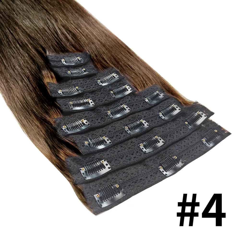 Clip In Hair Extensions Straight 100% Unprocessed Human Hair 8 Pcs/Set Full Head Seamless Brazilian Natural Black Clips ins Hair