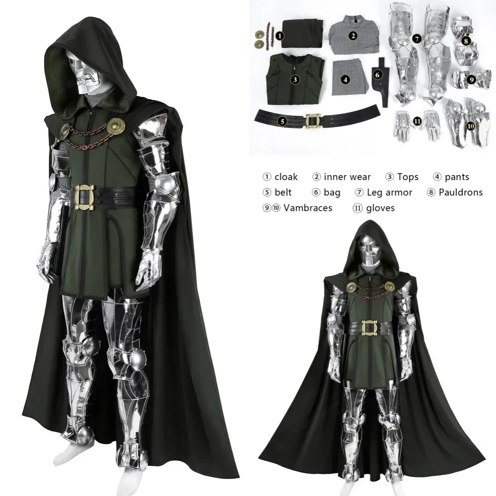 Halloween Black Doom Cosplay Costume Vest Pants Cloak Outfit Full Set and Individual Items Are Sold Man Battle Suit Custom Made