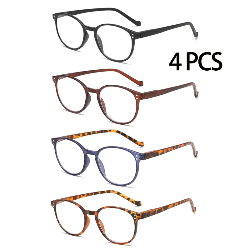4PCS Four Pairs of Stylish and Comfortable Reading Glasses, Anti-Blue Light, Suitable for Men and Women of All Ages