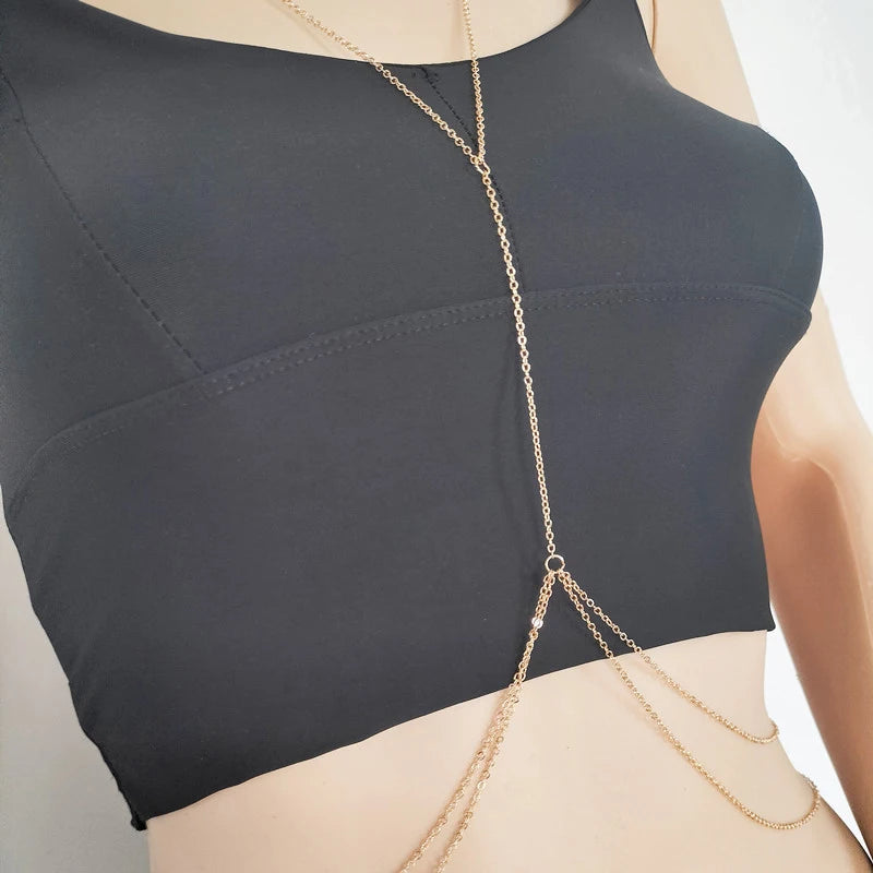 Sexy Chest Chain Bikini Female Body Belly Chains for Women Cross Waist Chains