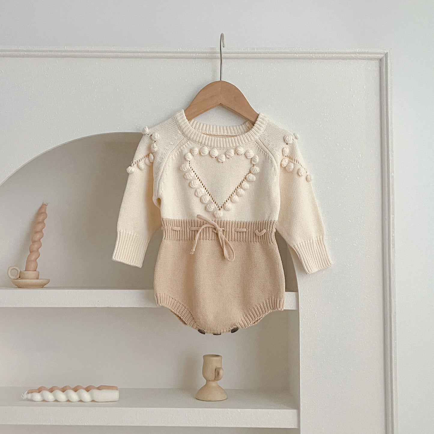 Autumn Lovely Heart Jumpsuit Infant Baby Girl Knitted Clothes Love Romper Bodysuit Outfit Spring Cotton Knitted Sweater Bodysuit