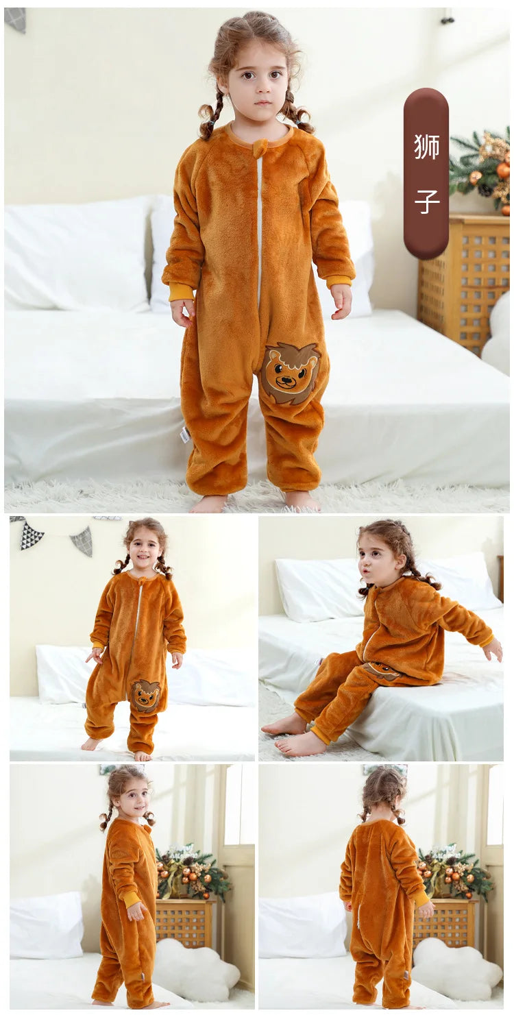 Kids Animal Dinosaur Kigurumi Costume Cosplay Cartoon Jumpsuit for Children Halloween Christmas Girls Boys Hooded Pajamas Onesie