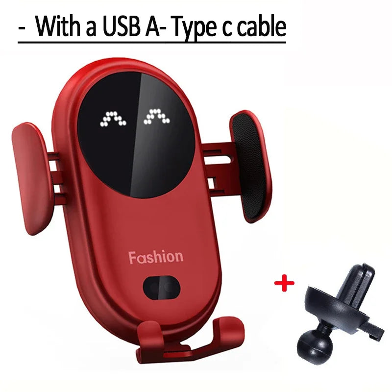 S11 Fashion Qi Fast Wireless Charger Car Phone Holder Smart Infrared Sensor Air Vent Mount Automatic Clamping Mobile Phone Stand
