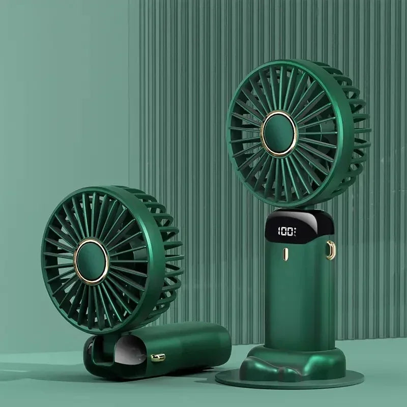 Portable Handheld Personal Rechargeable Fan LED Digital Display 90°Adjustable  Rechargeable Fan , 5 Speed Wind Mini Aromatherapy