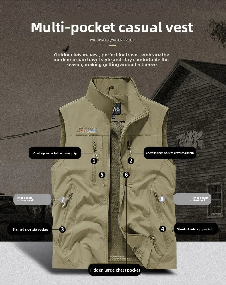 Multi-pocket Vest, Outdoor Activities, Rock Climbing, Hiking, Camping, Fishing, Mountain Climbing, Traveling, Photography, Vest