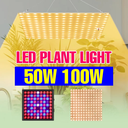 100W 50W LED Full Spectrum Indoor Grow Light Quantum Plate Plant Lamp Greenhouse Flower Succulents Potted Cultivation US/EU Plug