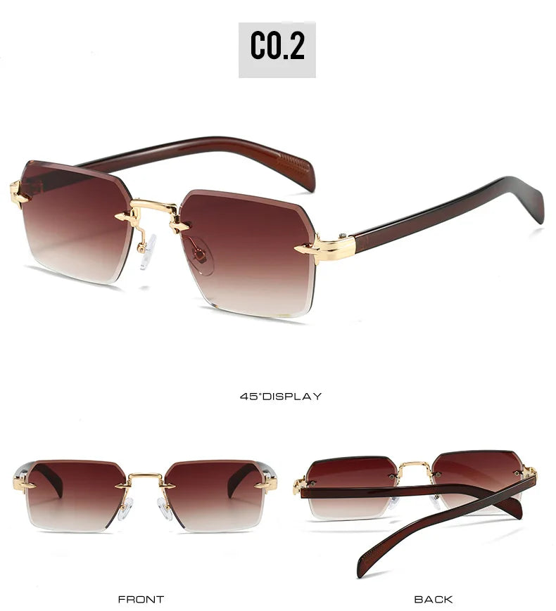 Fashion Rimless Sunglasses Men Women Popular Frameless Sun Glasses Male Female Classic Small Square Summer Travel Shades