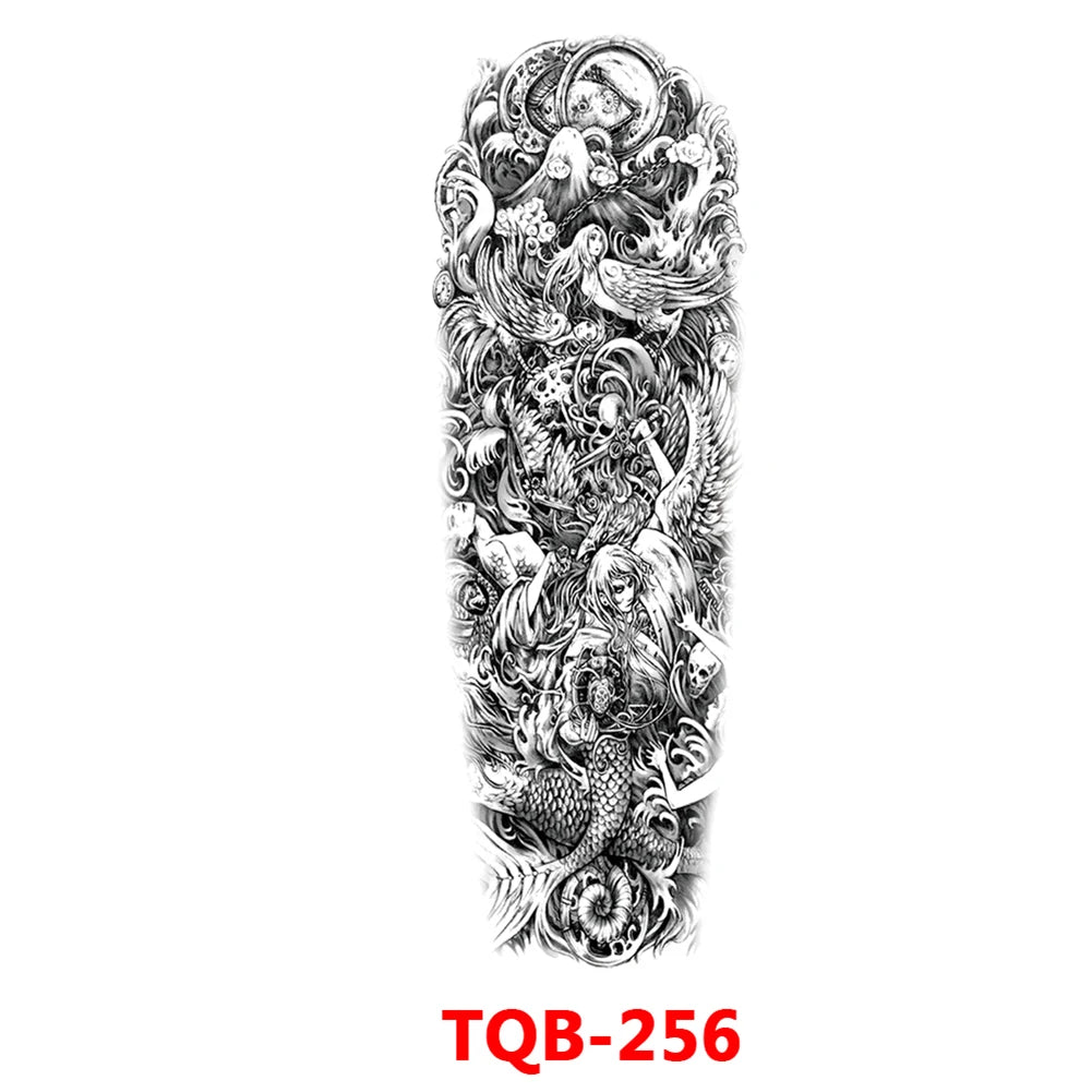 Full-arm Tattoo Stickers With The Crown Of The Virgin Of Jesus And Lion Waterproof Tattoo Stickers