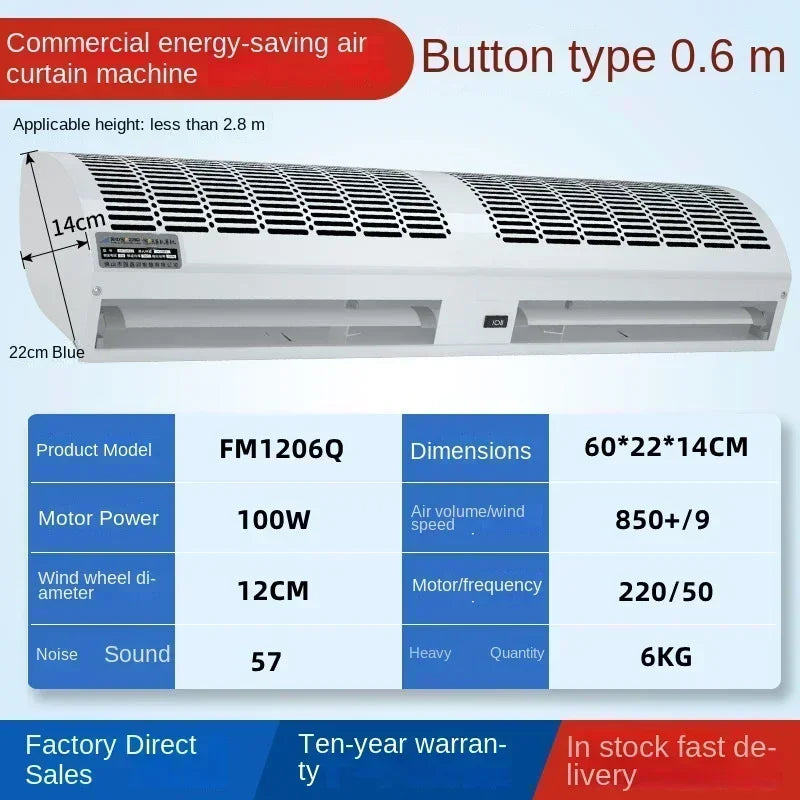 220V Commercial Air Curtain Door for Supermarket and Cold Storage with Silent Operation CAA