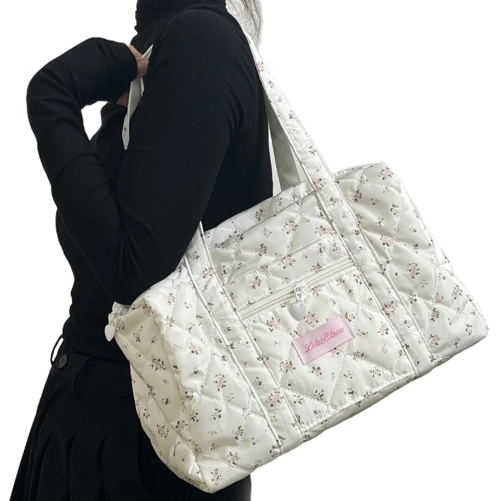 Korean Style Stroller Organizer Bags Flower Multi-pocket Floral Mummy Bag Portable Baby Care Storage Women Handbag Outdoor