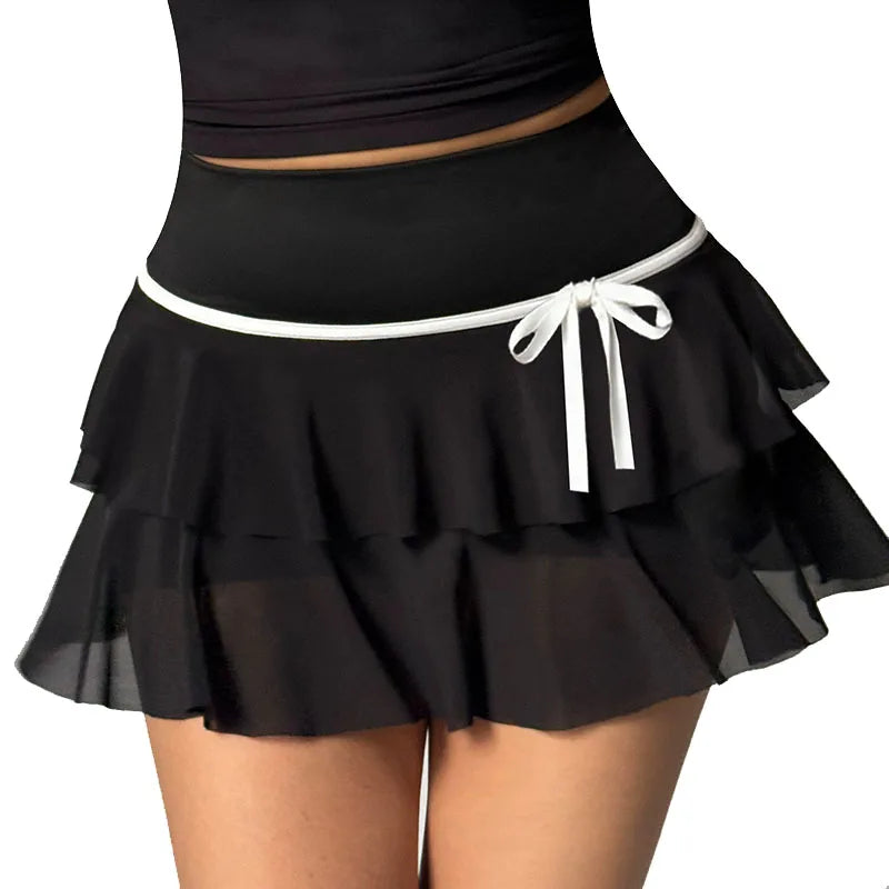 Summer Bowtie Running Shorts Built-in Side Pocket False 2 Pieces Tennis Mini Skirt Cooling Quick Dry Breathable Yoga Skirt Women