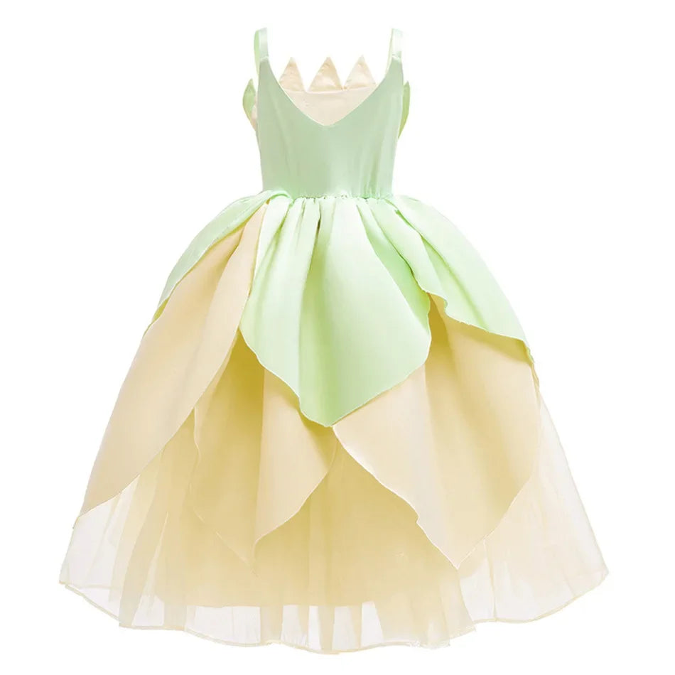 Halloween Child Cosplay Costume Toddler Girls Fancy Princess Ball Deluxe Gown 2025 Girl's Birthday Princess Tiana Dress Up