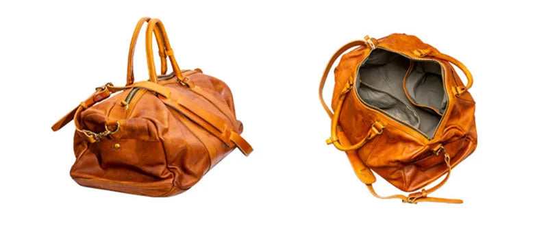 Vintage fashion luxury genuine leather men's travel bag outdoor weekend large capacity crossbody bag real cowhide women handbag