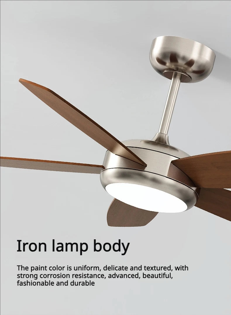 Living Room Fan Lamp Chandelier, Vintage American Style, Bedroom Room Electric Fan Integrated Silent Inverter, Dining Room Ceili