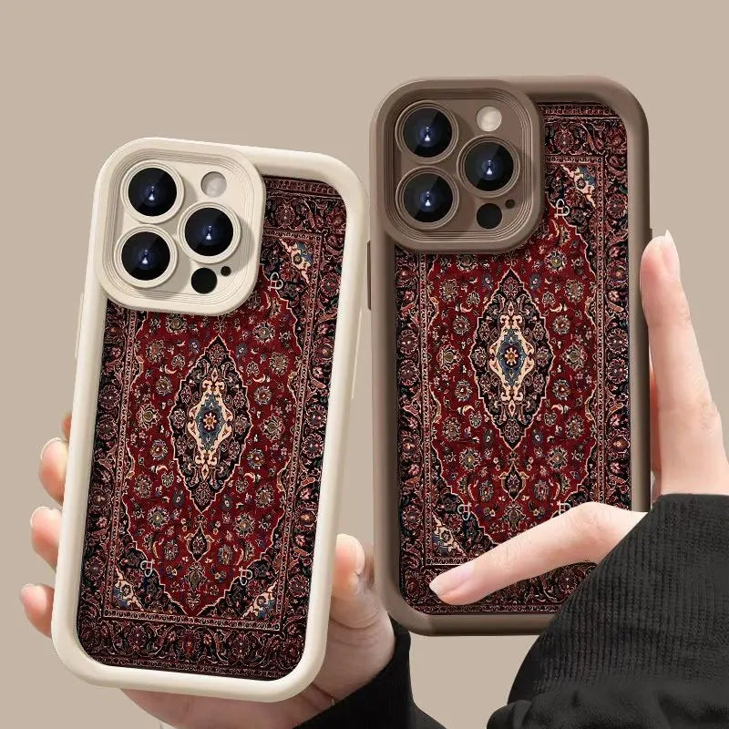 Vintage Pattern Bumper Phone Case For iPhone 17 16 15 14 13 12 11 Pro Max XS XR X 7 8 Plus 16E 17 Air 13 Mini Silicone TPU Cover