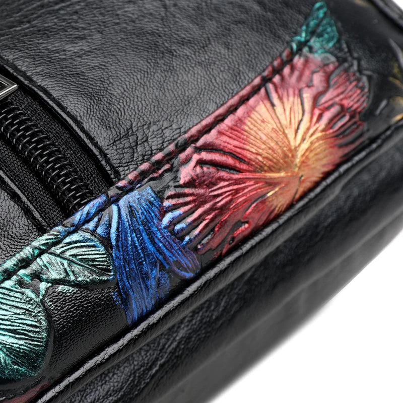 Luxury Soft Leather Women Messenger Shoulder Handbags and Purses Flowers Multi-pocket Crossbody Mommy Bag Ladies Sac 2022 New