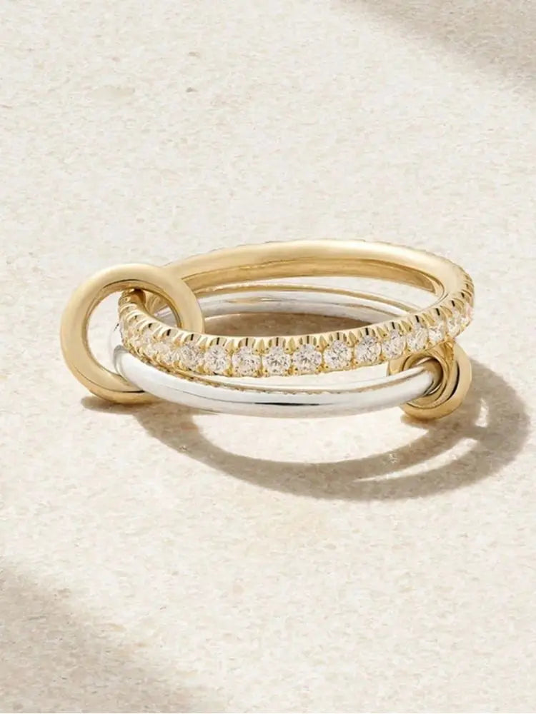 925 Sterling Silver Simple Fashionable Multi-Layer Round Zircon Ring For Women Anniversary Luxury High Quality Fine Jewelry