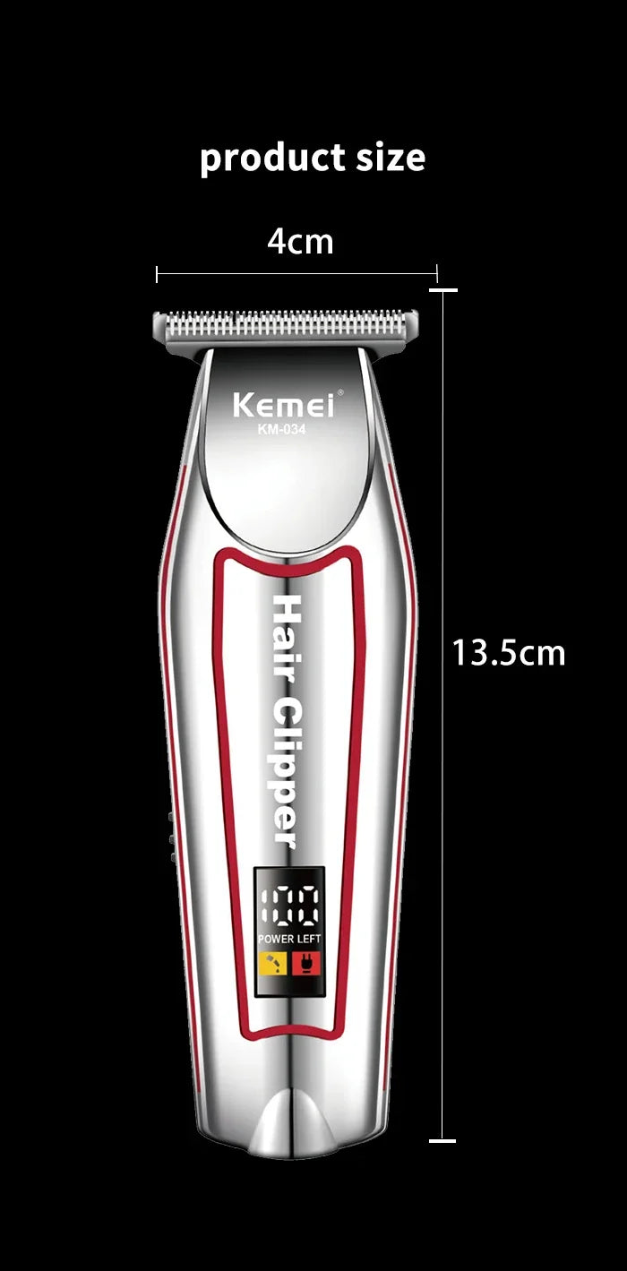 Kemei KM-034 Professional Hair Trimmer Men's Electric Beard Trimmer LCD Display Hair Clipper Haircut Set