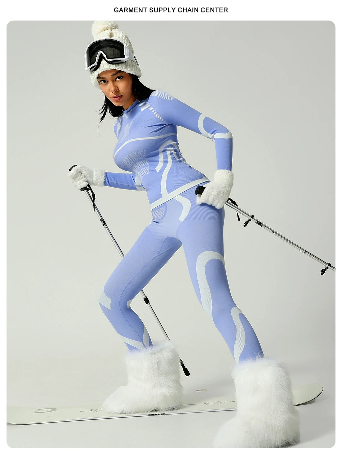Seamless Ski Thermal Underwear Set Women Winter Warm Base Layer Long Sleeve Top Leggings Suit Breathable Outdoor Sports Wear