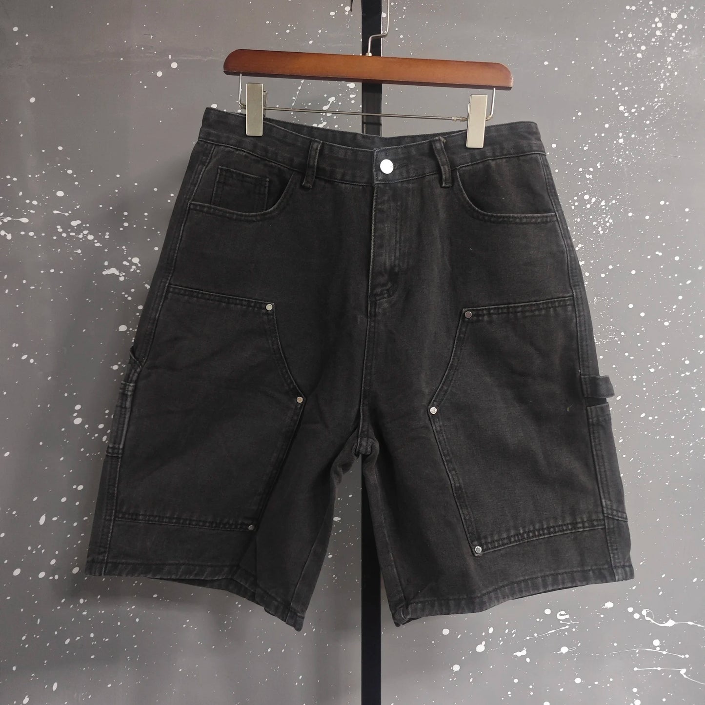 IEFB Workwear Men's Denim Shorts Multi Pocket Wide Leg Baggy Fit Casual Summer Streetwear Casual Cargo Jeans 9X2957