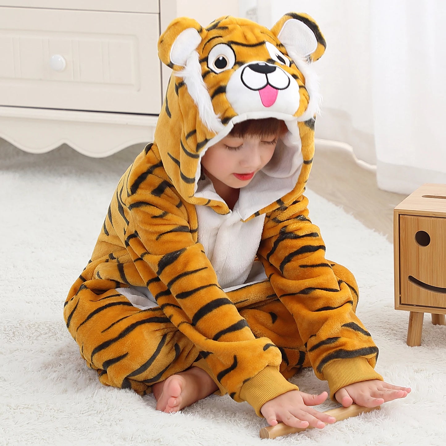 Kids Animal Capybara Kigurumi Costume Cosplay Cartoon Jumpsuit for Children Halloween Christmas Girls Boys Hooded Pajamas Onesie
