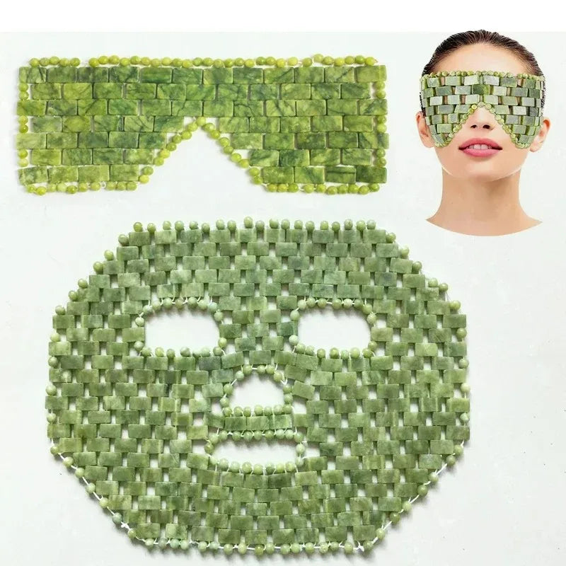 Natural Jade Eye Face Mask Massager Pink Cooling Sleep Eye Facial Mask Relax Sleep Massager Cold Therapy SPA Mask Beauty Tools