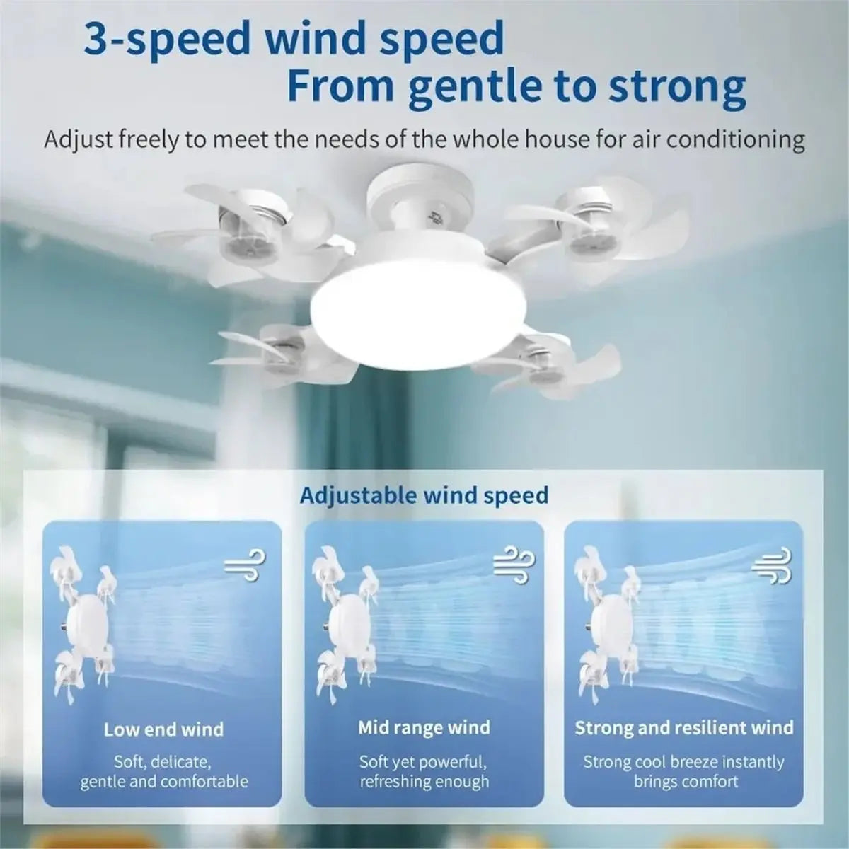 AT28-Fan Light 2-In-1 Drone Design Ceiling Fan Light 60W With Remote Control For Entrance Hall Family Corridor Living Room