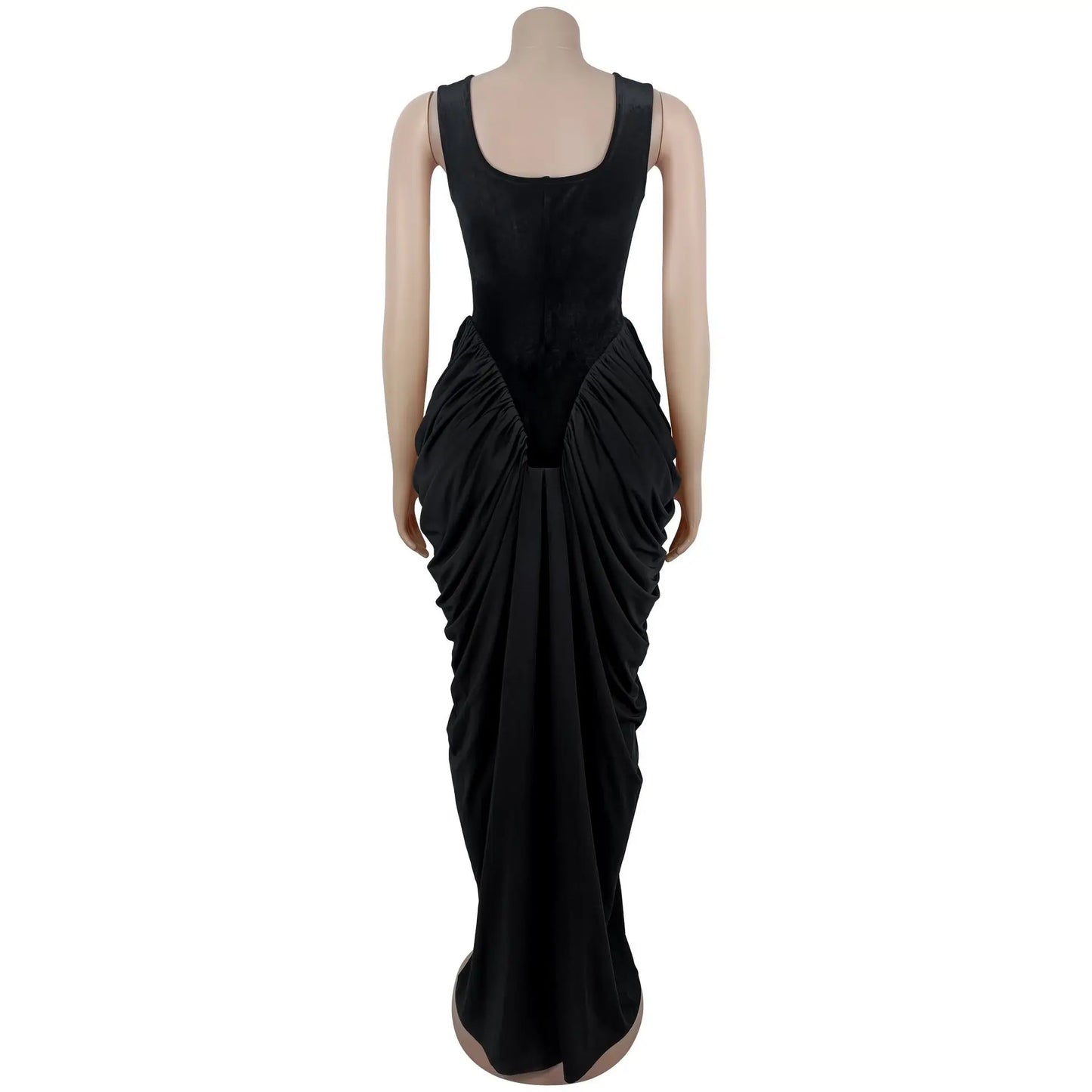 GLCMYAYA Women Velvet Stacked Ruched Sleeveless Bodycon Long Maxi Dresses 2026 Fall Party Trendy Birthday Evening Dress Vestidos