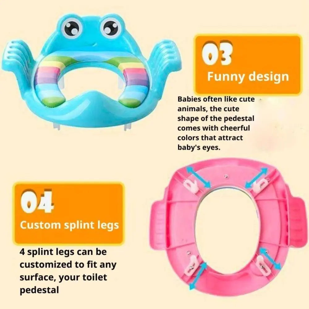 Cute Safe Baby Toilet Seat Easy to Clean Non-slip Children Potty Soft Cushion Frog shape Toddler Toilet Seat for Infant