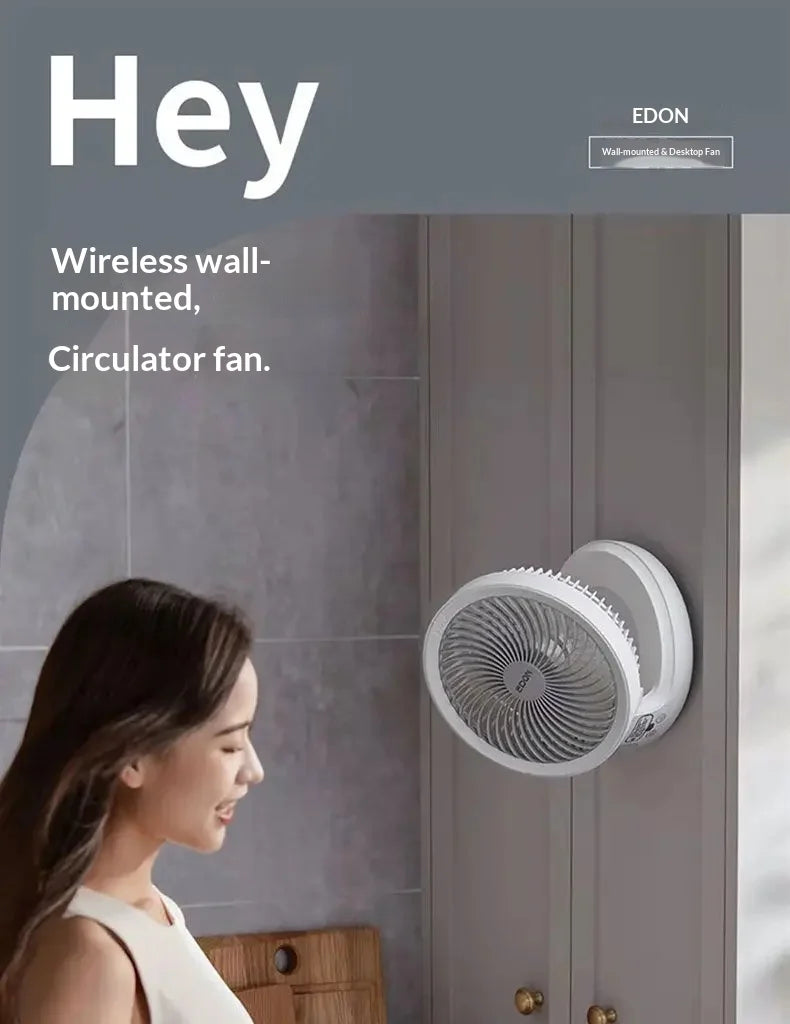 Edon Air Circulation Fan Wireless Suspended USB Rechargeable Night Light Touch Control 4 Wind Speed Folding Electric Fan