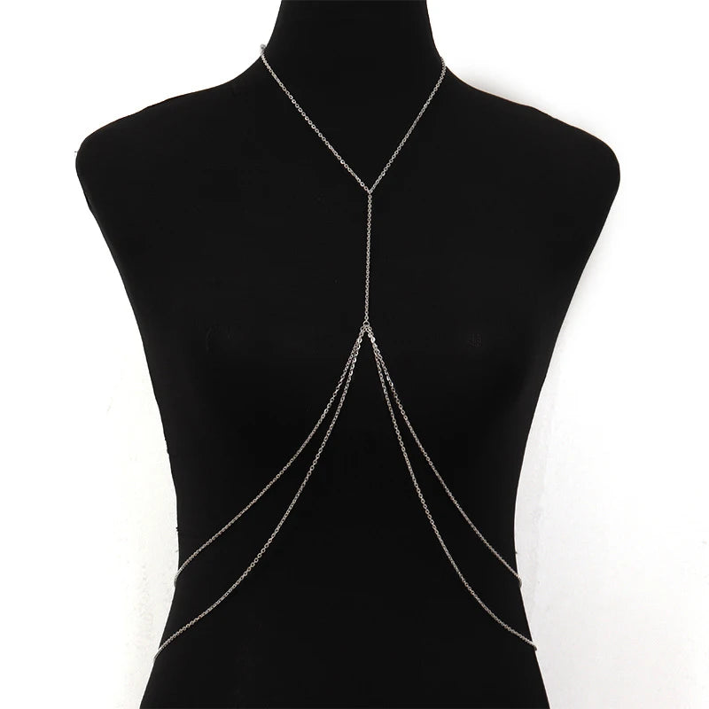 Sexy Chest Chain Bikini Female Body Belly Chains for Women Cross Waist Chains