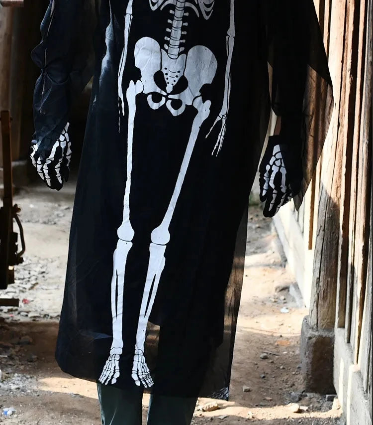2026Halloween New Party Role Playing Children Adult Death Black Cloak Halloween Skull Ball Costume Prop Set Children Adult Gift