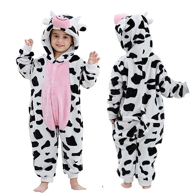 MICHLEY Christmas Capybara Flannel Blanket Sleepers Onesie Hooded Children Costume Clothes Jumpsuit Sleepwear For Boys Girls