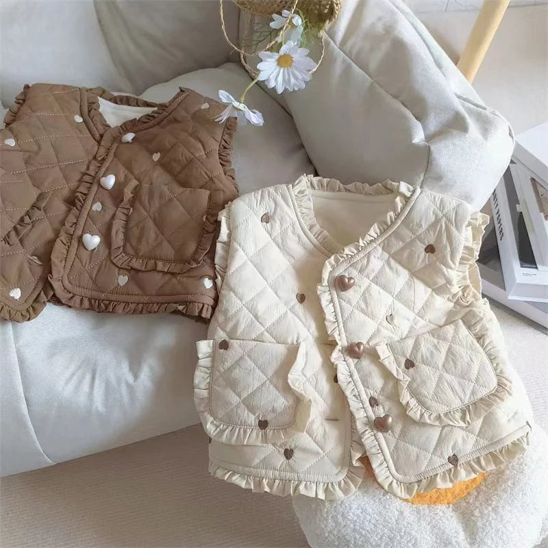 Children Winter Plush Warm Vest Kids Cute Print Waistcoats Children Daily Comfortable Versatile Outdoor Thermal Vest