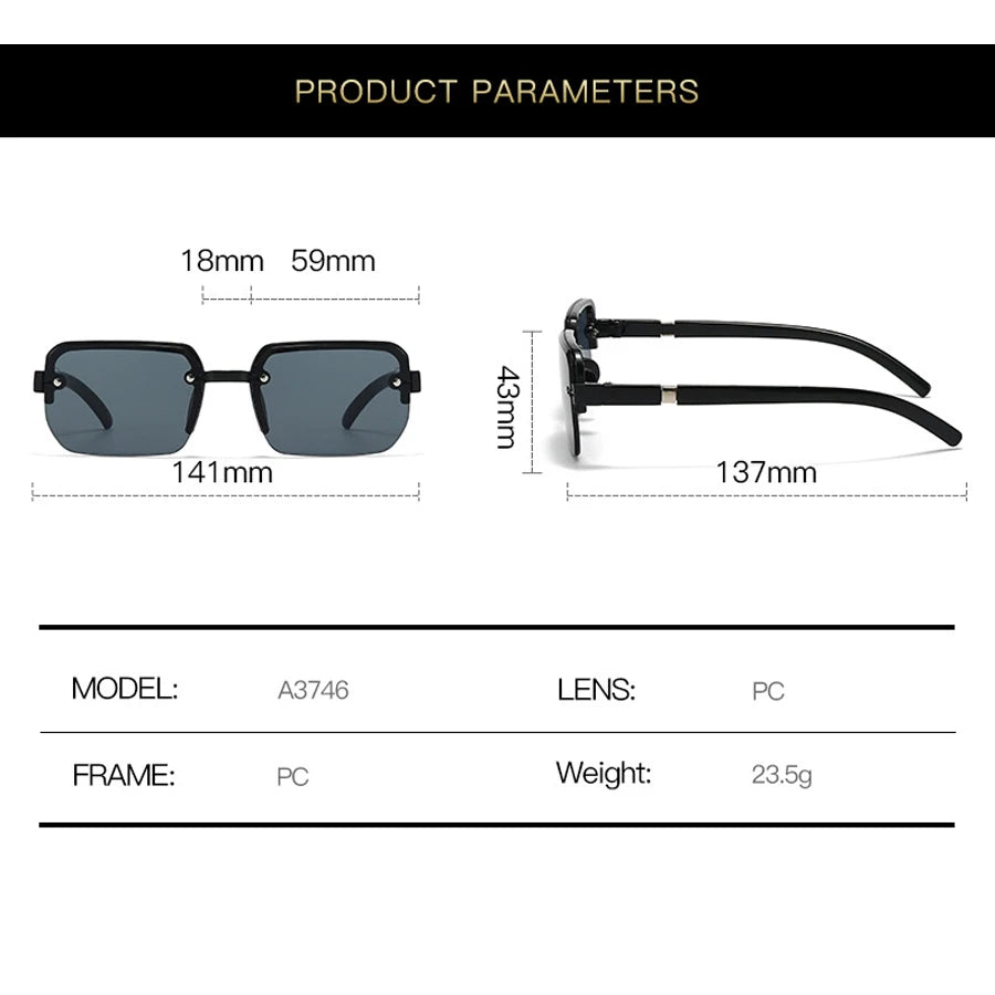 Rimless Sunglasses Rectangle Fashion Popular Men Shades Small Square Sun Glasses For Female Male Summer Traveling Oculos