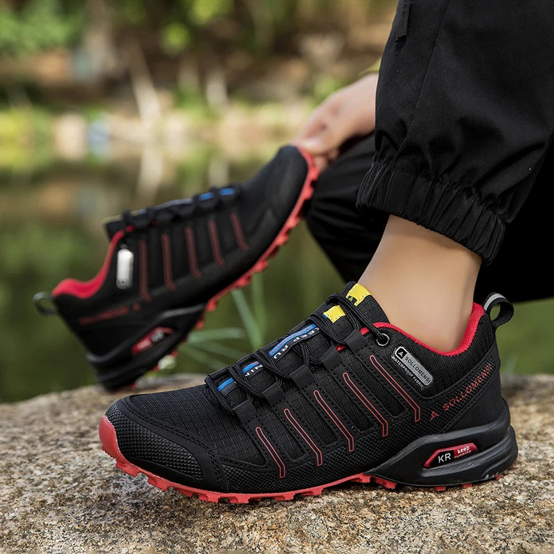 Men Shoes Men Casual Sports Shoes Outdoor Leather Hiking Travel Shoes Four Seasons Lightweight Breathable Mesh Walking Shoes