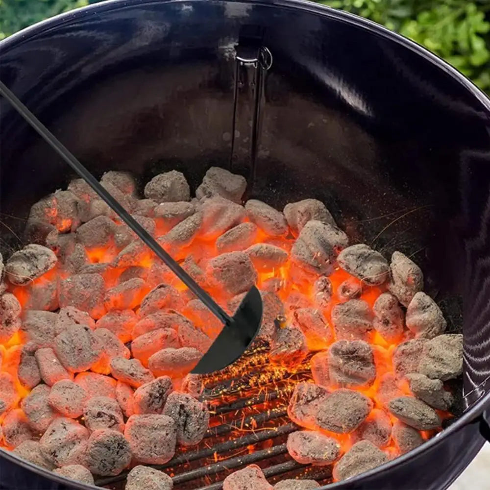 Heavy Duty Charcoal Rake Grill Cleaning Tool Long Handle Scoop Shovel For BBQ Outdoor Stove Wood Burner Oven Accessories