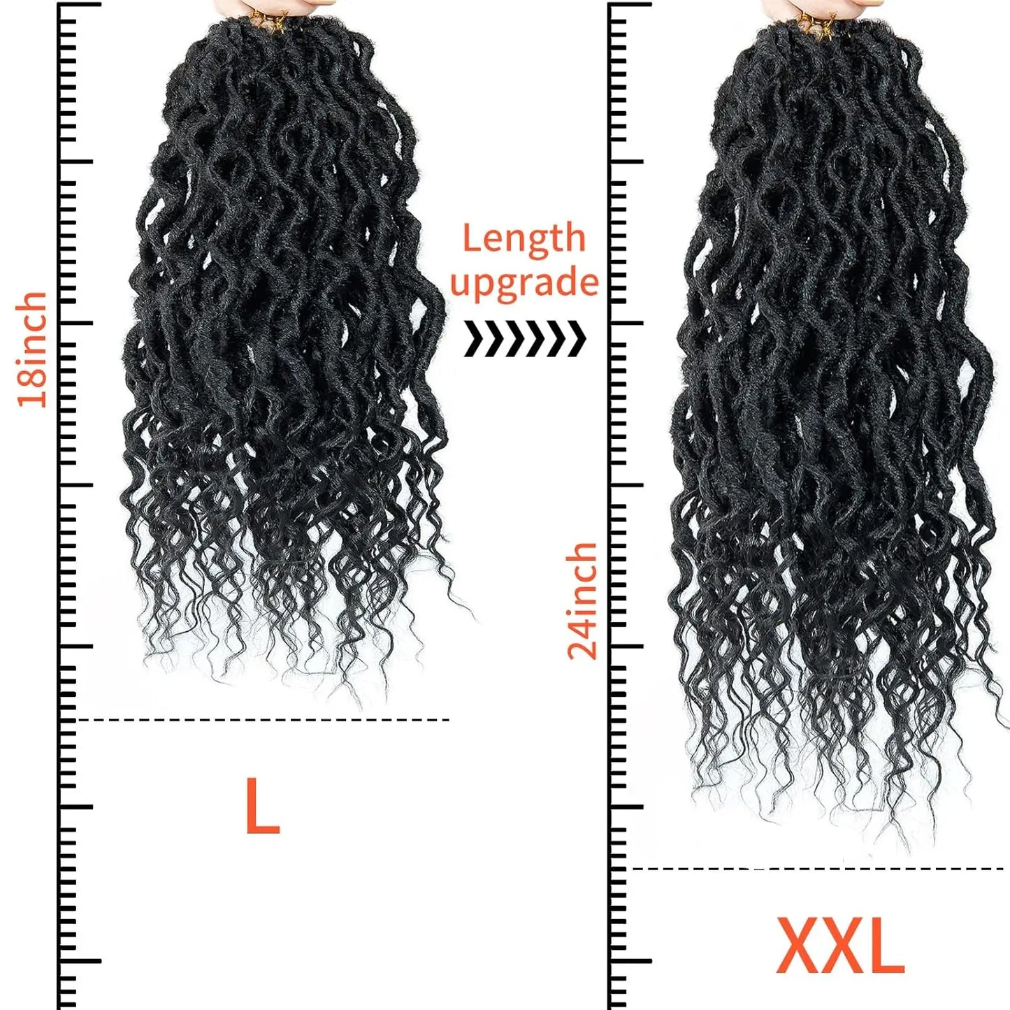 1/6Packs Goddess Locs Crochet Hair for Women,Pre Looped Crochet Braids with Wavy Curly Ends Queen Locs Synthetic Braid Extension