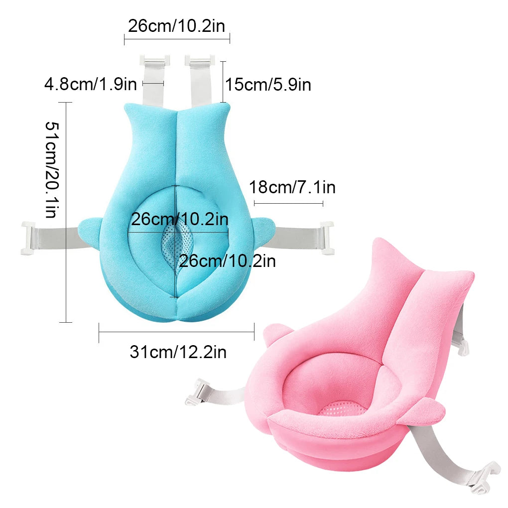 Baby Shower Mat Newborn Bathtub Foldable Shark Shape Baby Shower Net Pocket Portable Bathing Floating BathTub Soft Seat Play Mat