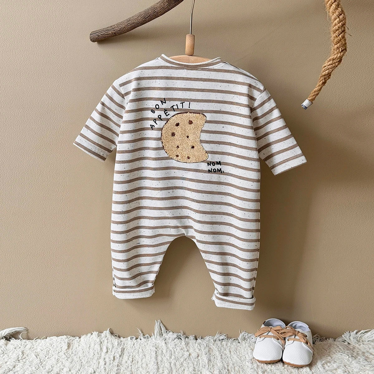 2025 Spring and Autumn New Baby Clothing Striped Cartoon Print Jumpsuit Newborn Baby Romper Pants Babies Aged 0-3Years Kids