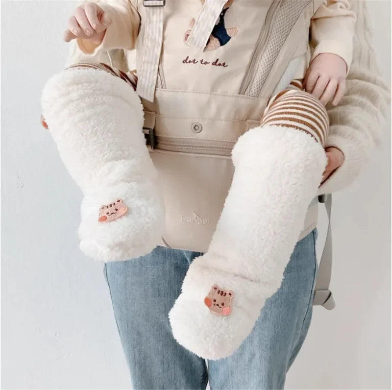 Winter New Baby Fleece Padded Socks Warm Thicken Toddler Girls Floor Socks Cartoon Embroidery Infant Sock Sleeves