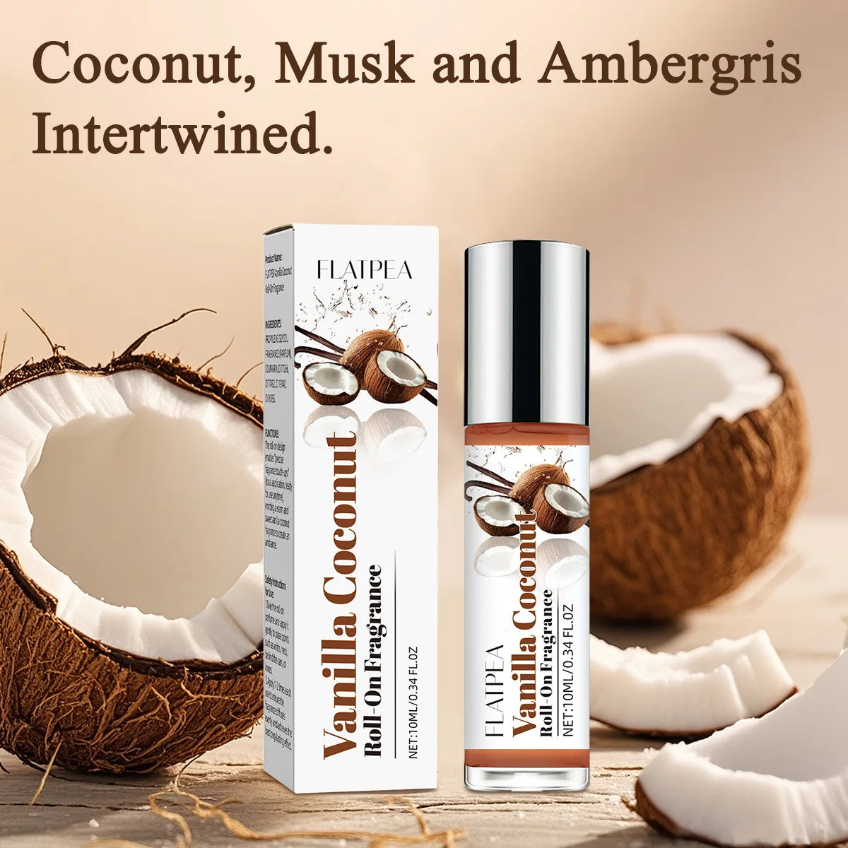 Vanilla Coconut Gourmet Flavor Fresh Eau De Toilette Long-lasting Fragrance Unisex Luxury Roll-on Perfume 10ml