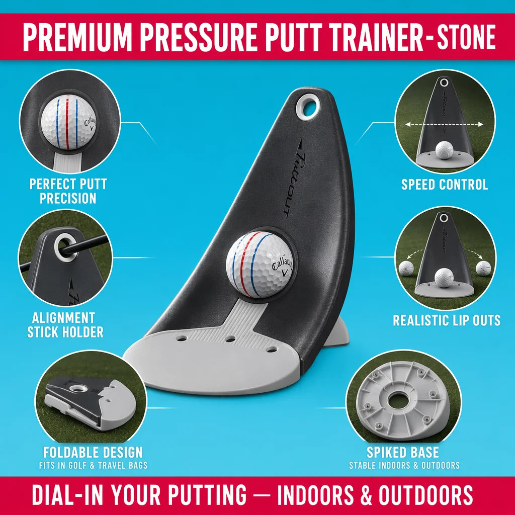 Portable Golf Putter Practice Tool Alignment Stick Holder Indoor And Outdoor Foldable Design Stability Triple Aim Points Spiked