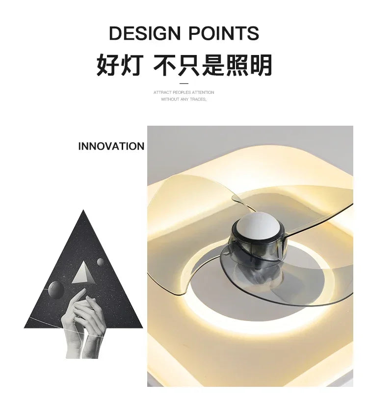 Bedroom fan lamp minimalist round modern minimalist dining room fan integrated master bedroom ceiling lamp electric fan 220V
