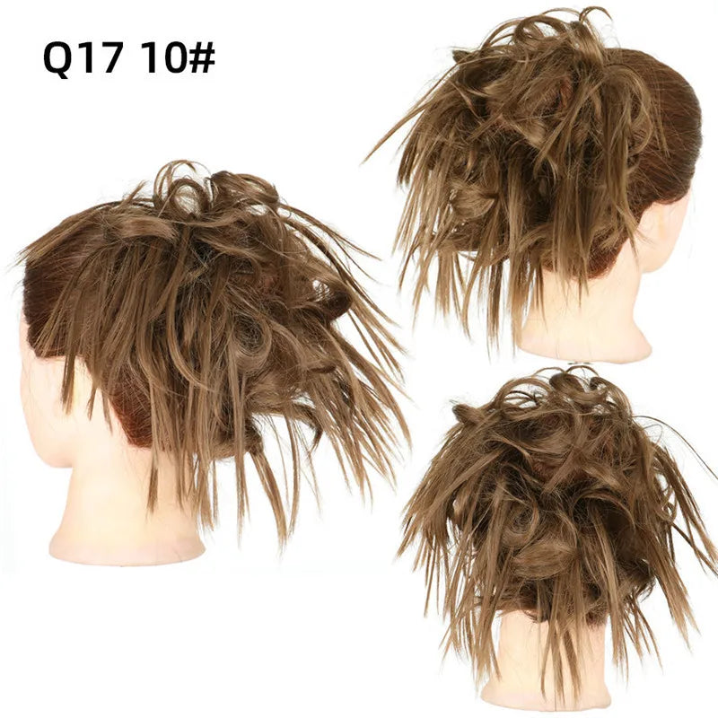 Synthetic Hair Bun Extensions Messy Curly Elastic Hair Scrunchies Hairpieces Synthetic Chignon Donut Updo Hair Pieces for Women