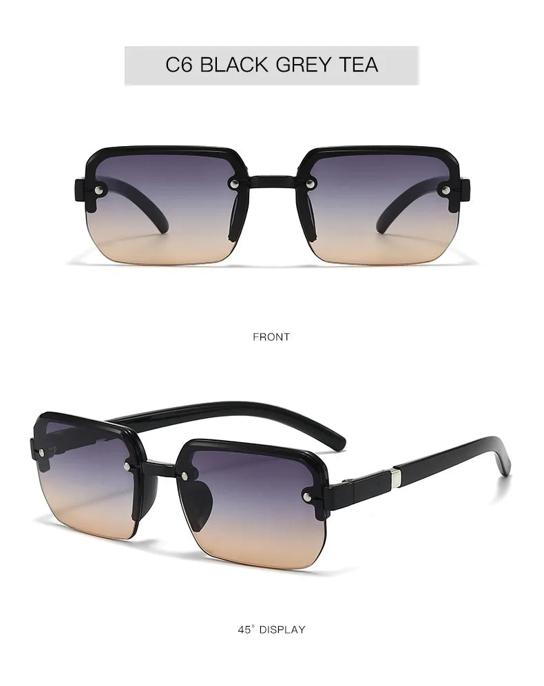 Rimless Sunglasses Rectangle Fashion Popular Men Shades Small Square Sun Glasses For Female Male Summer Traveling Oculos