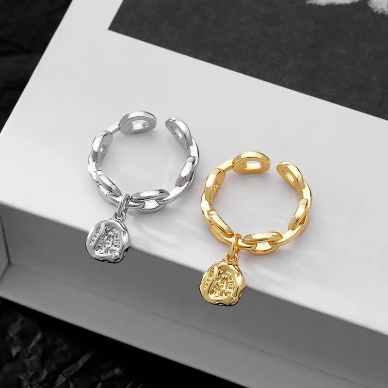 ENSHIR Geometric Irregular Round Pendant Rings for Women Men Trendy Adjustable Jewelry Accessorie Wholesale