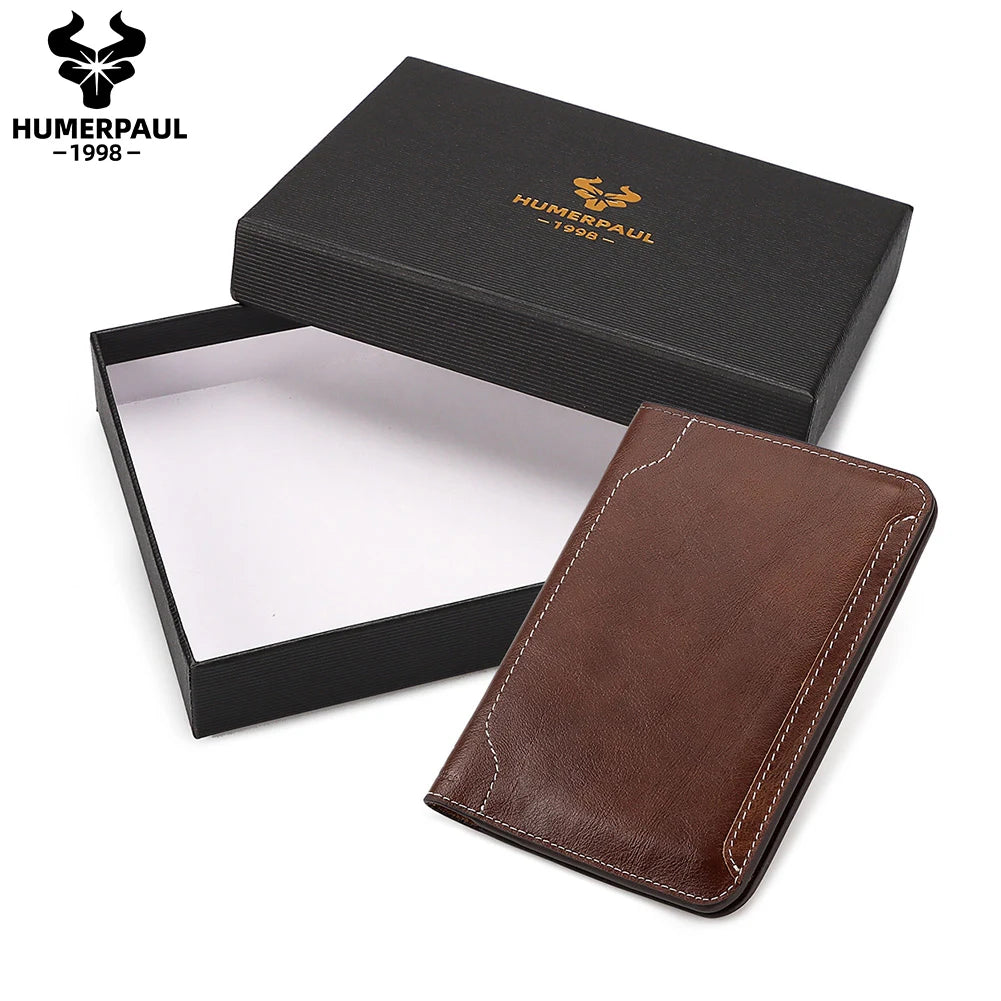 Travel Essentials Passport Holder Wallet RFID Full Grain Leather Mens Credit Card Holder Slim Purse with Vaccine Card Slot
